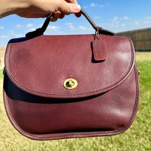 Coach Burgundy Leather Large Plaza Bag, Style # 9865